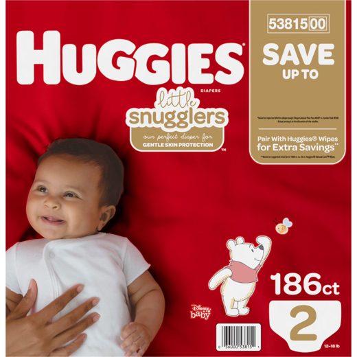 Huggies Little Snugglers Diapers Size 2, 186 ct