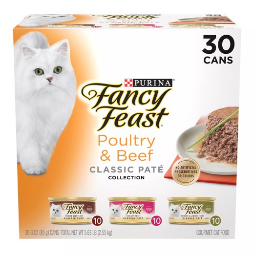 Fancy Feast Classic Paté Wet Cat Food Variety, 30 ct