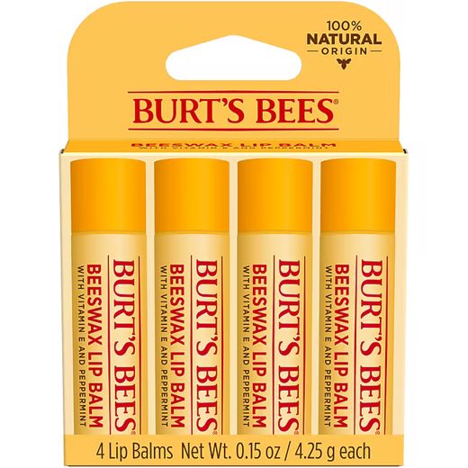Burt's Bees Beeswax Lip Balm, 4 pk